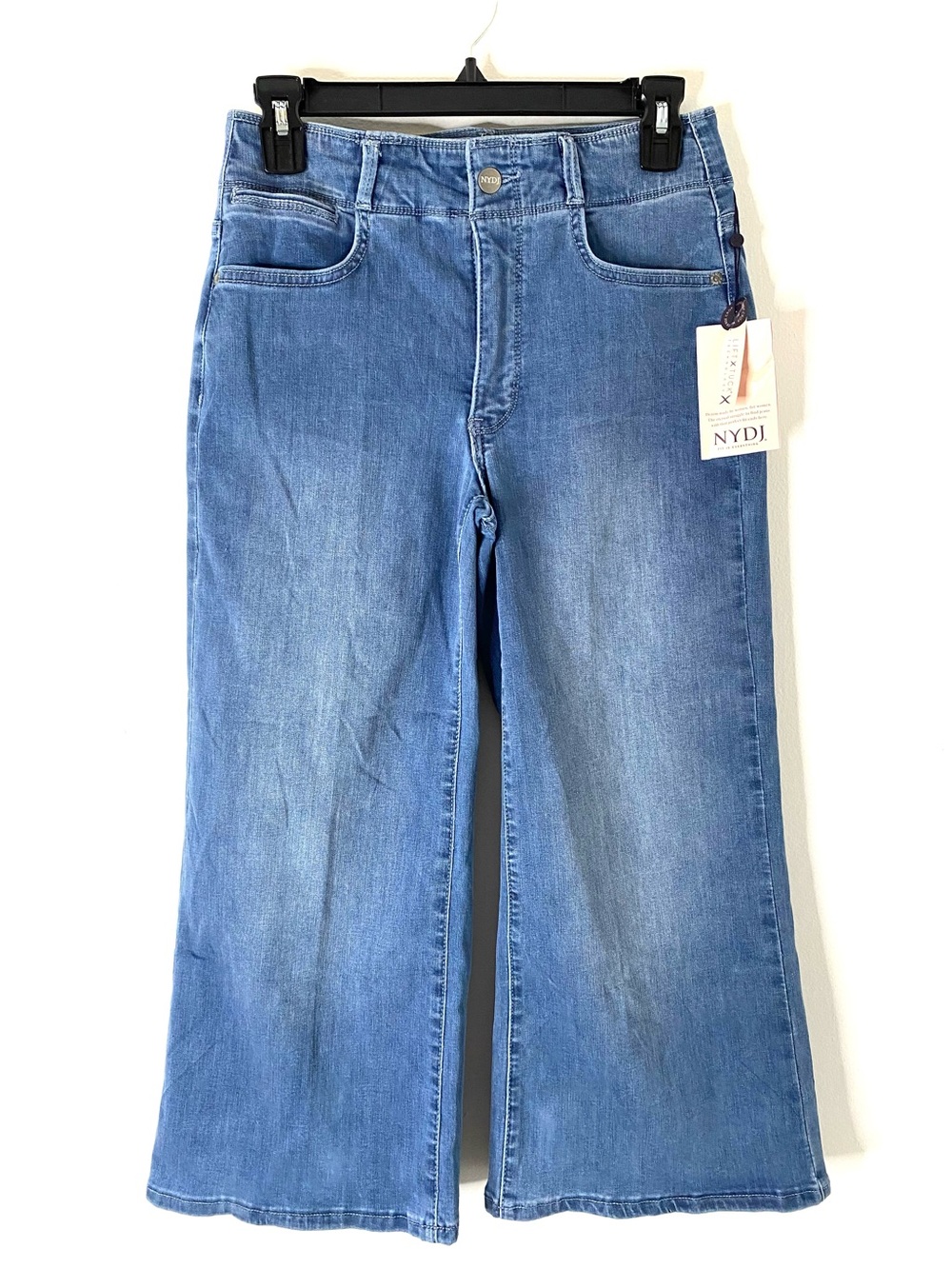 NYDJ Marilyn Crop High Rise Wide Leg Capri Jeans Lift Tuck Medium Wash NWT
